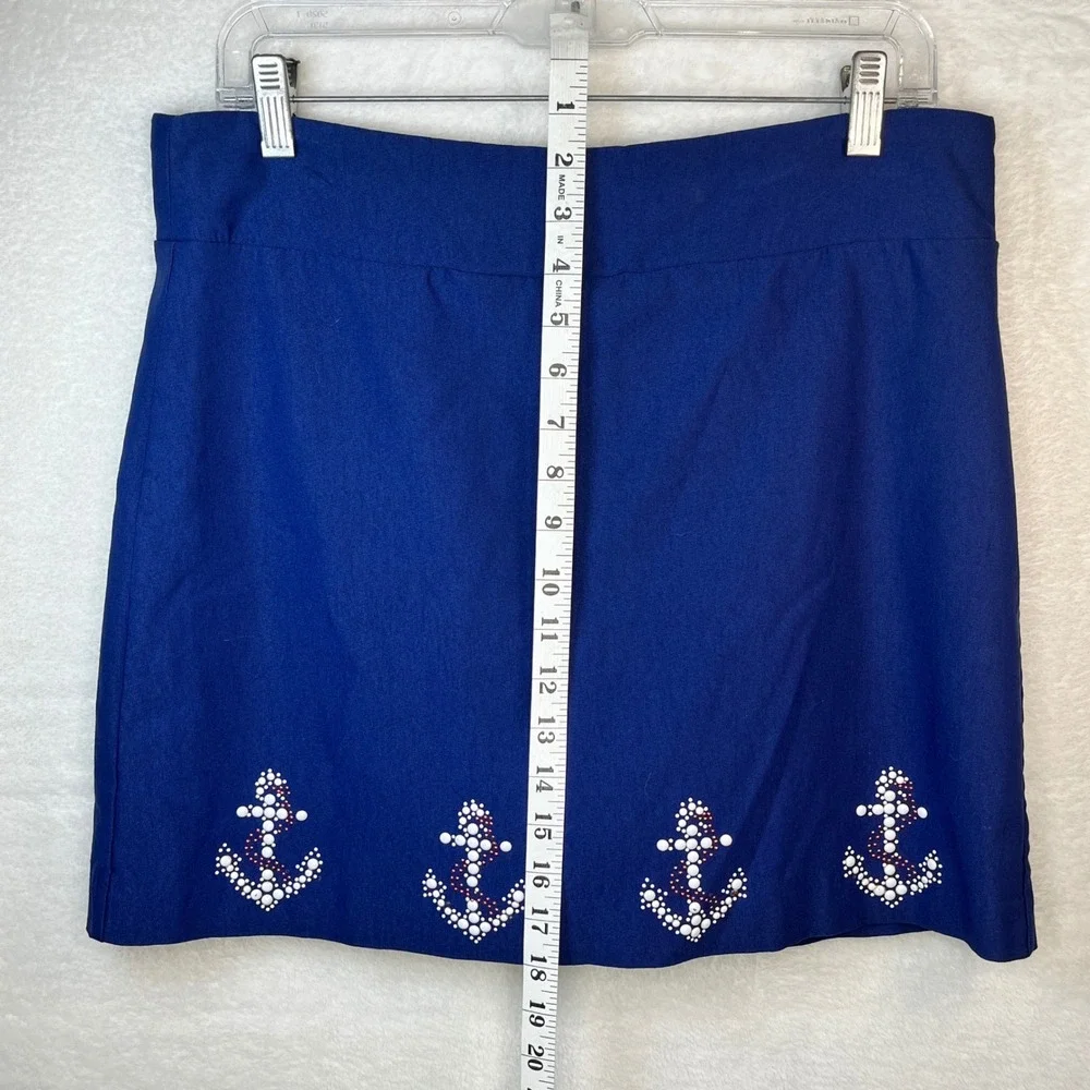 Jason Maxwell Womens Blue Anchor Skort Pull On Mini Skirt‎ PM Petite Medium
